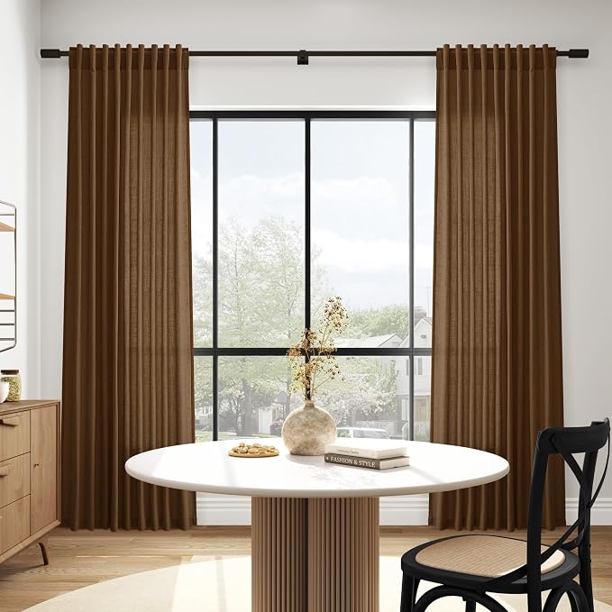 Tobacco Brown Linen Curtains 90 Inch Long - Image 6