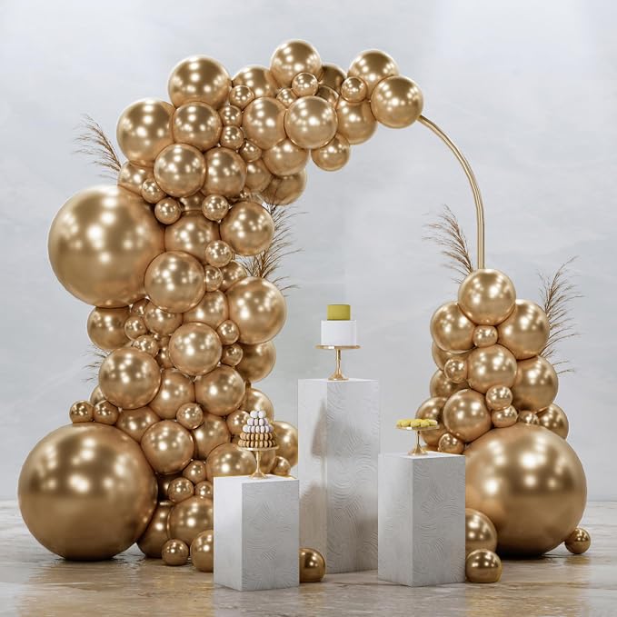 PartyWoo Metallic Gold Balloons 128pcs Different Sizes of 18 12 10 5 Inch by PartyWoo