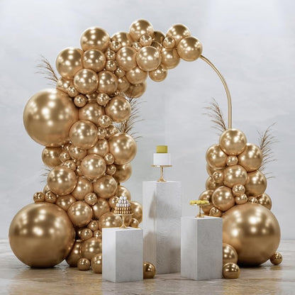 PartyWoo Metallic Gold Balloons 128pcs Different Sizes of 18 12 10 5 Inch by PartyWoo