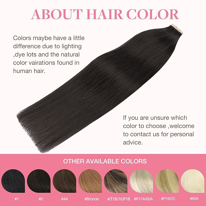 GOO GOO Tape in Hair Extensions Human Hair, 2 Dark Brown, 12inch 80g 40pcs, Skin Weft Seamless Invisible, Silky Straight with Thick Ends, Remy Human Hair