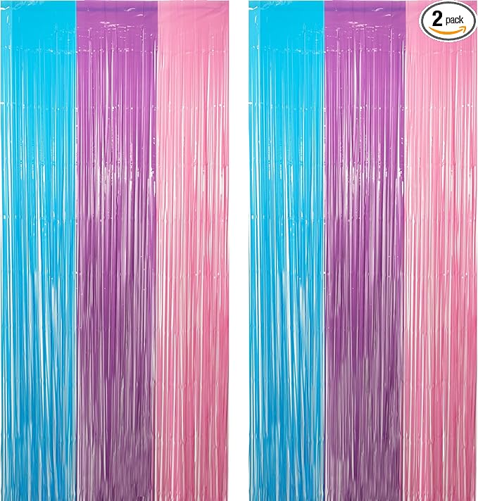 Blue Purple Pink Tinsel Backdrop by GREATRIL
