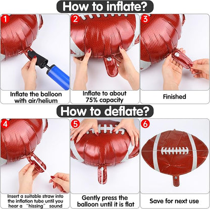 Fovths 12 Pieces Inflatable Football Balloons 18 Inches Footballs Foil Balloons - Image 4