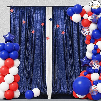 PartyDelight Navy Blue Sequin Backdrop Curtains 5x10ft 2 Sparkly Panels | 4 by PartyDelight