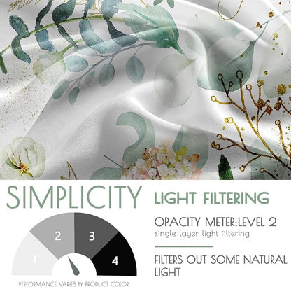 Green Eucalyptus Leaves Kitchen Curtains Elegant Wild Flower Curtains 39 Inches - Image 5