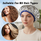 Aluminum Hair Cap Heat Cap For Deep Conditioning 3pcs Aluminum Foil Double Layer Steam Caps, Thickened Shower Cap For Hot Oil Treatment Reusable Hair Processing Caps For Home And Salon Use