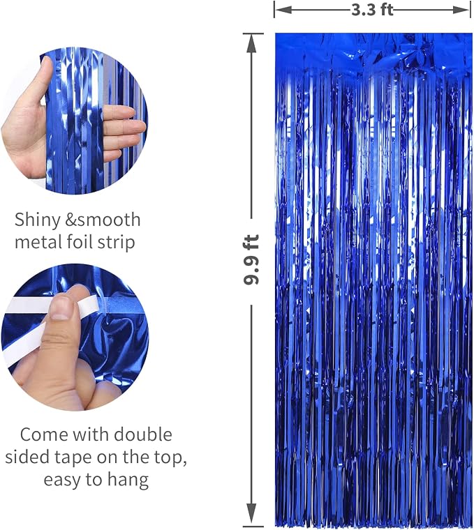 7 Pack 3.3 x 9.9 ft Dark Blue Fringe Backdrop Streamers Party Decorations | - Image 2