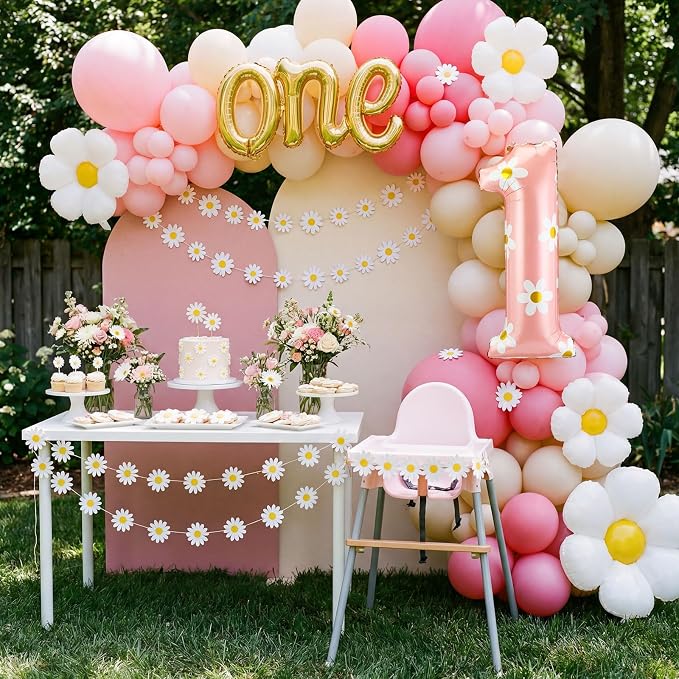 Jenaai 40 Inches Daisy Number Balloon Pink Inflating Foil Balloons Boho - Image 4