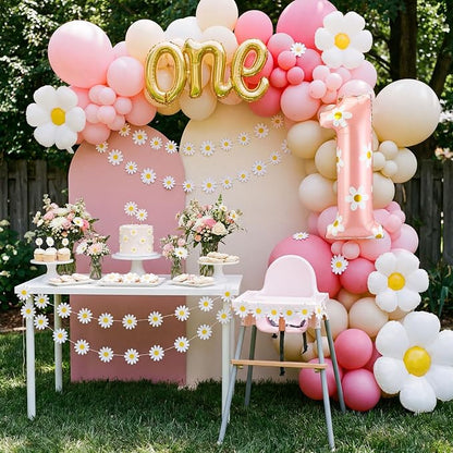 Jenaai 40 Inches Daisy Number Balloon Pink Inflating Foil Balloons Boho - Image 4
