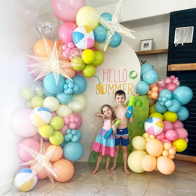 HILAVO Summer Tropical Balloon Arch Garland Kit Iridescent Star Balloons and - Image 3