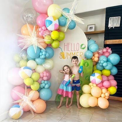 HILAVO Summer Tropical Balloon Arch Garland Kit Iridescent Star Balloons and - Image 3
