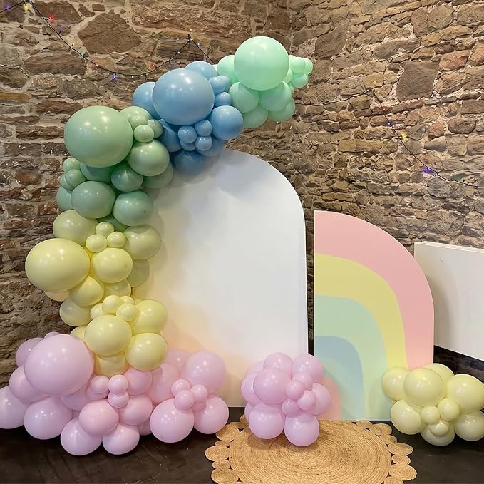 Pink Green Blue Balloons, 12 Inch Pastel Pink Sage Green Dusty Blue Yellow - Image 5