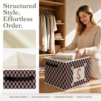Letter S Checkered Foldable Storage Bins Box - Image 2