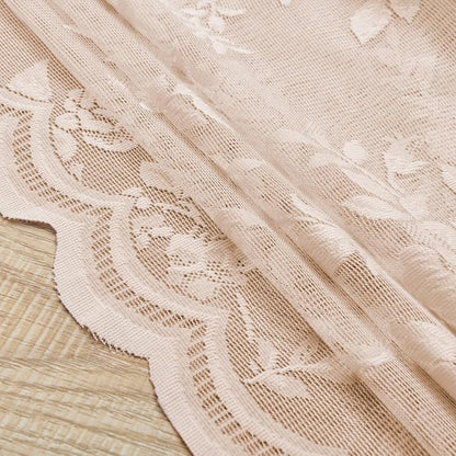 Blush Lace Curtains 90 Inches Long 2 Panels Vintage Floral Curtains - Image 7