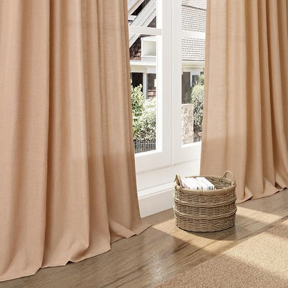 Camel Linen Curtains 90 Inch Length 2 Panels Set - Image 6
