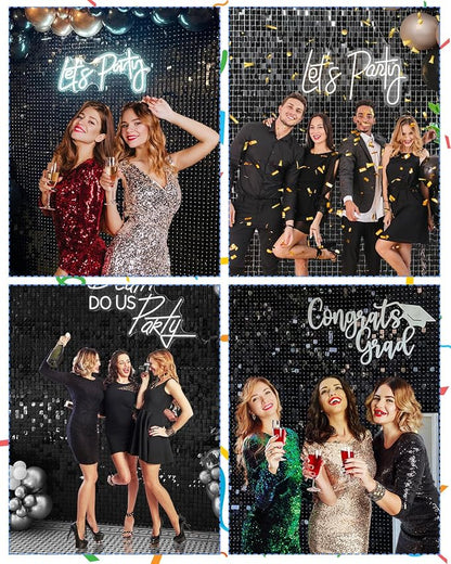 Black Shimmer Wall Backdrop 12 Panels Cover 4 x 3 Ft, Photo Backdrops - Image 5