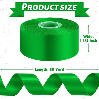30Yards 1 1/2In Green Ribbon for Gift Wrapping St. Patrick's Party Favors | - Image 2