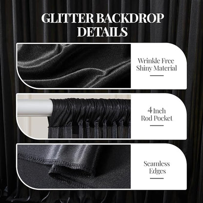 30x10ft Black Glitter Backdrop Curtain - Image 5
