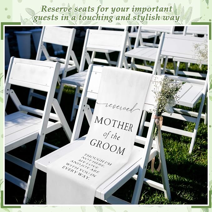 HunnmingRe Mother of the Groom Wedding Memorial Reserved Chair Sign Banner in - Image 5