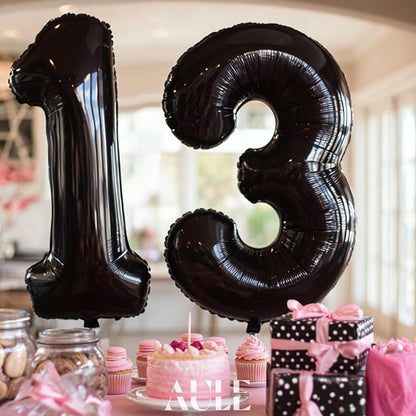 AULE 40 Inch Black Number Balloon 3 Foil 0-9 Birthday Big Numbers | Birthday - Image 3