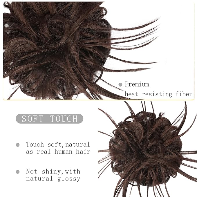HMD Tousled Updo Messy Bun Hair Piece Hair Extension Ponytail With Elastic Rubber Band Updo Bun Synthetic Hairpieces for Women