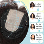 Hair Toppers for Women Real Human Hair, 360° 3D Toppers Pieces for Women with Thinning Crown Wispy Bangs 14 Inch Upgrade Big Basement (Dark Brown, 14 Inch Wispy Bangs)