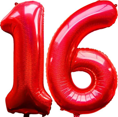 Jonhamwelbor 40 Inch Laser Red Number 16 Balloon Foil Mylar Giant Balloon by Jonhamwelbor