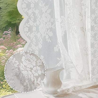 Anmao Vintage Lace Curtains 102 Inches Long 2 Panels, Romantic Elegant Light by Anmao