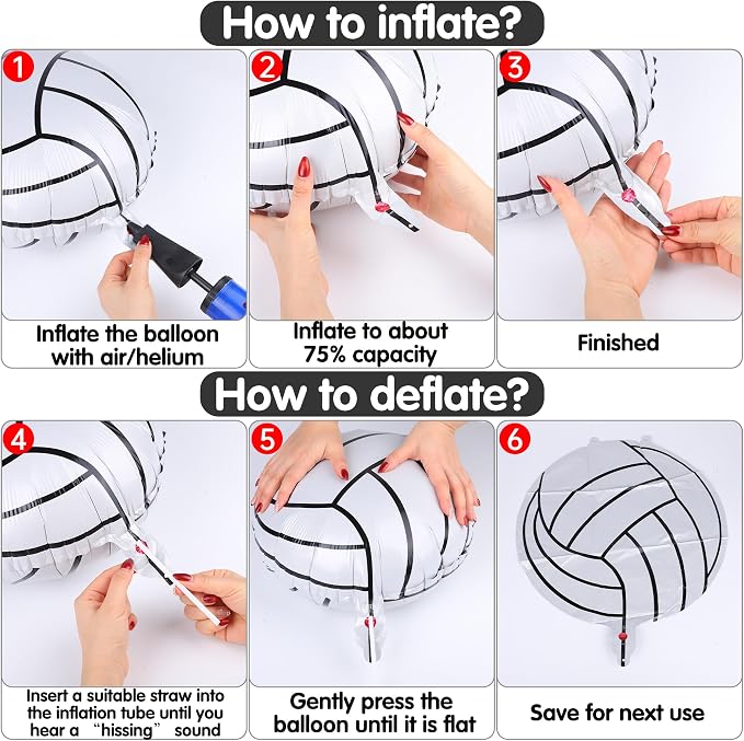 Fovths 12 Pieces Inflatable Volleyball Balloons 18 Inches Volleyballs Foil - Image 4