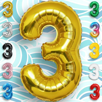 Gold Number Balloon 3 Mylar Foil Balloons 40 inch - Image 4