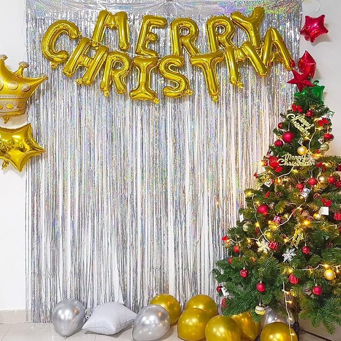 BRAVESHINE Silver Streamers Party Fringe Backdrop Christmas Decorations | - Image 7