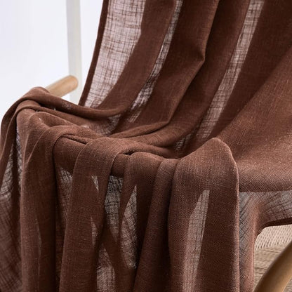 MIULEE Chocolate Brown Linen Curtains 52x54 Inch Long 2 Panels - Image 6