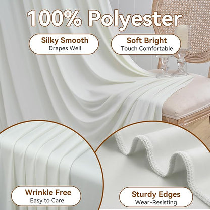 60×12ft Wrinkle Free Ivory Backdrop Curtain - Image 4