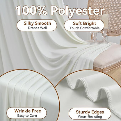 50×12ft Wrinkle Free Ivory Backdrop Curtain - Image 4