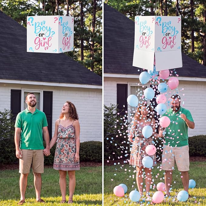 23 Pcs 20 Inch Jumbo Gender Reveal Balloon Drop Box Kit - Image 4