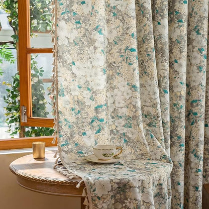Floral Semi Sheer Rod Pocket 96 Inch Curtains 2 Panels - Image 4