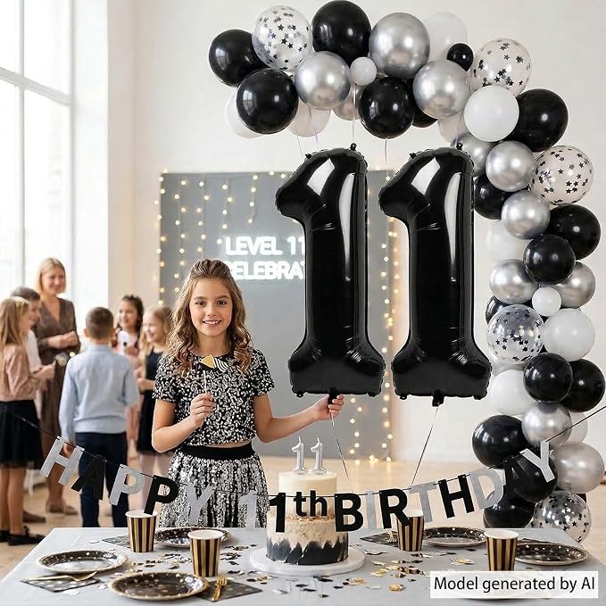 Black Number 11 Balloon 40 Inch, Foil Twin Digits - Image 3