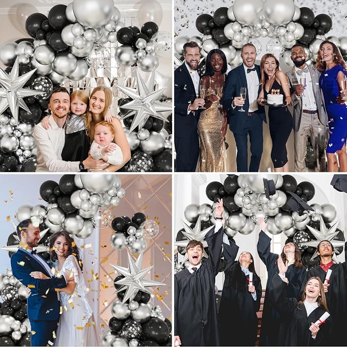 Black and Silver Balloons Garland Arch Kit - Image 5