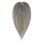 Hairro Human Hair Toppers Free Parted, 3.5x4.7" Base Hand-wovened 100% Real Hairpieces, with Invisible Clips-in for Women, for High Hairline/Adding Volume on Top, 12 Inch Dark Grey Mix Silver