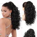 Flufymooz 100％ Pure Protein Ponytail Extension, 18 Inch Curly Claw Clip Ponytail Hair Extensions Natural Soft pony tail hairpiece for women-Dark Chocolate Brown