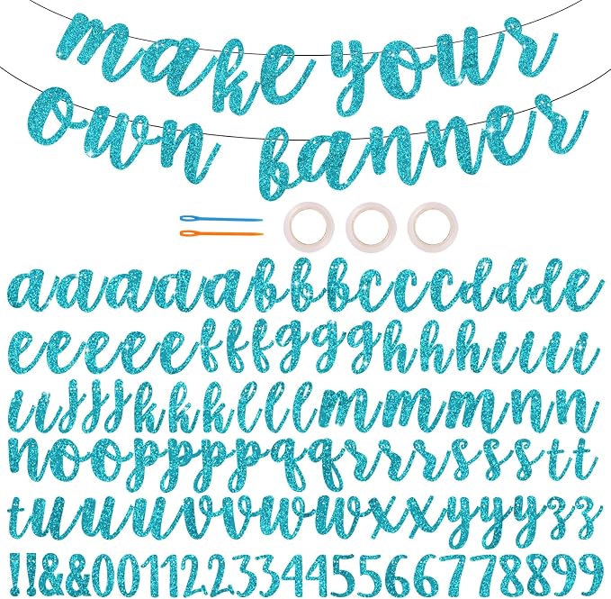 BEISHIDA Glitter Lake Blue 116 PCS A-Z DIY Letter Banner Kit Make Your Own by Beishida
