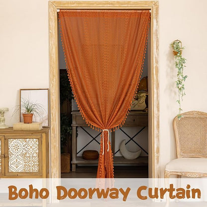 Sutuo Home Terracotta Boho Doorway Curtains - Image 2