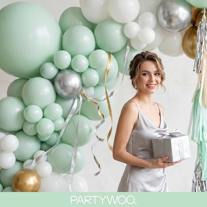 PartyWoo Light Green Balloons 127pcs Mint Pastel Peppermin Green Color | - Image 9