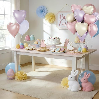 Pink Purple Heart Balloons, 18 Inch Pastel Lila Beige Helium Balloon - Image 5