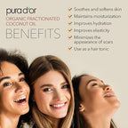 PURA D'OR 16 Oz ORGANIC Fractionated Coconut Oil – USDA Certified – MCT Oil – Therapeutic, Hydrating, Lightweight Moisturizer – Hexane Free Carrier Oil For Essential Oils & Massage – Face, Hair & Body