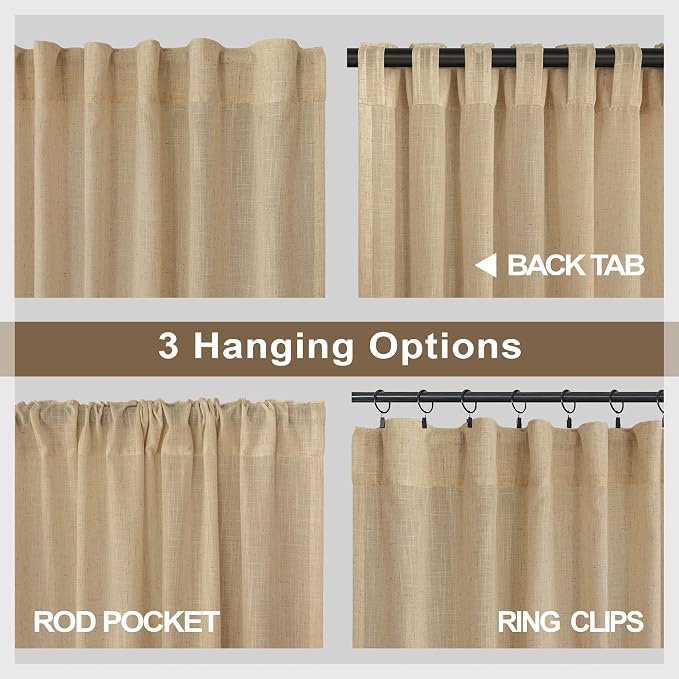 Tan Brown Linen Curtains 108 Inches Long - Image 5