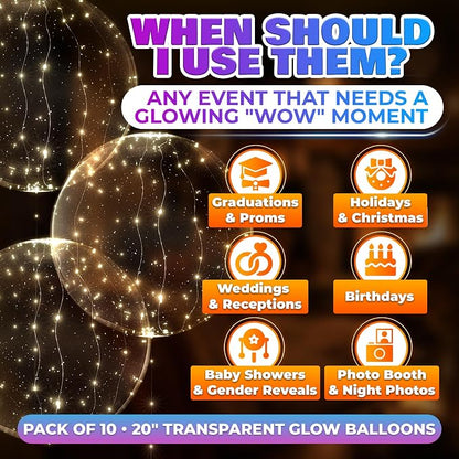 Light Up Balloons 10 Pack, 20 Inch Clear Balloons - Image 12