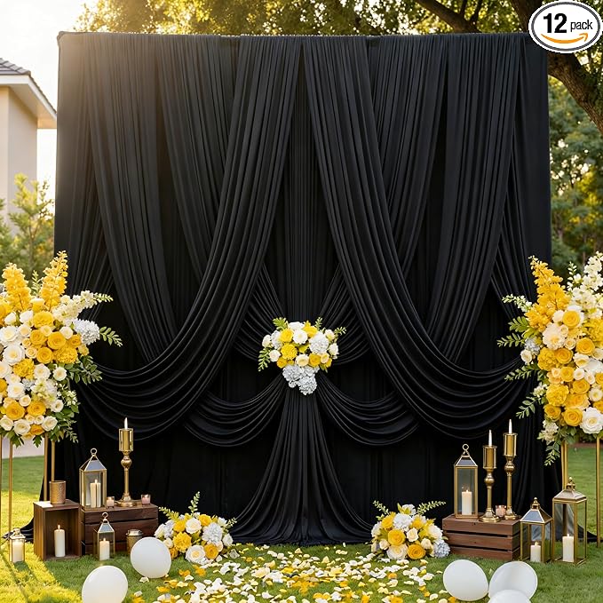 60ftx12ft Wrinkle Free Black Backdrop Curtain by ENJOYYOURPARTY