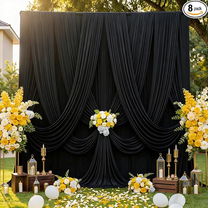 40ftx12ft Black Wrinkle Free Backdrop Curtains by ENJOYYOURPARTY