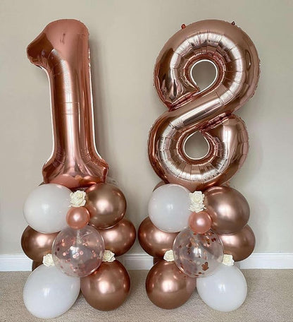 Rose Gold 18 Number Balloons, 40 Inch Giant Number 18 Balloons Foil Mylar - Image 7