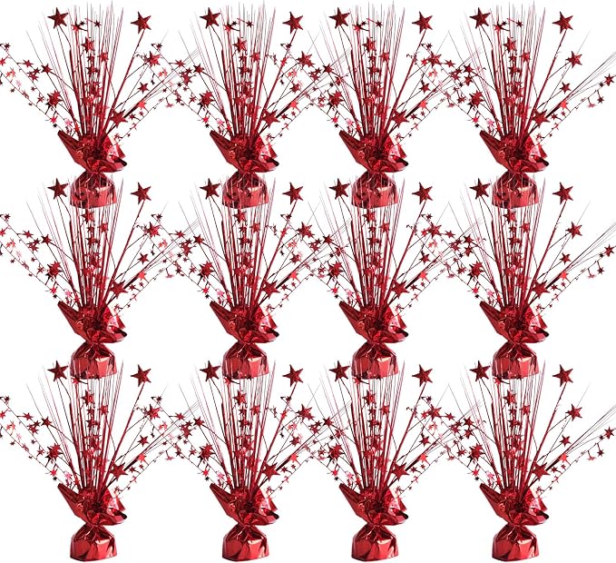 12 Pack Metallic Red Foil Spray Centerpieces Stars Brust Table Centerpieces by Egolot